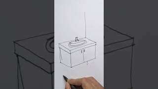 How to draw bathroom wash basin sink in #3ddrawing  #perspectivedrawing