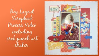 Boy Layout/Crab Punch Art Shaker/Scrapbook Process/Lakeside Fun