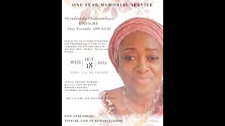 Jesus House Live Stream || One Year Memorial Service for Mrs O. O. Unuigbe - RCCG COD :: 18/10/2023