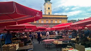 "Dolac" Fresh Food Street Market in Zagreb, Croatia [4K]