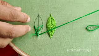 2 Types of Fishbone Stitch | Leaf Embroidery Tutorial by fatimafaruqs