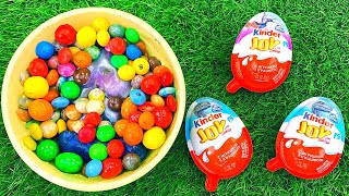 Satisfying Video l Candy Mixing with Kinder Surprise Eggs & Magic Rainbow Playdoh Cutting ASMR