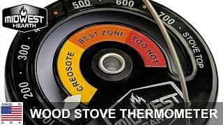 Midwest Hearth Wood Stove Thermometer - Magnetic Stove Top or Chimney Pipe Meter - Made in USA