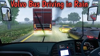 Volvo bus cabin Ride in rain | Euro Truck Simulator 2 Bus Mod