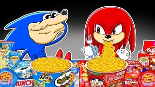 SHIN SONIC TAPES - SHIN SONIC & KNUCKLES Convenience Store BLUE RED Food Mukbang Animation | ASMR