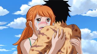 Nami's reaction when Luffy reveals that he sacrificed himself for her in One Piece