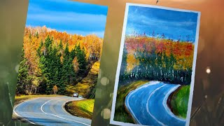 How to paint natural scenery with hills / Acrylic Scenery painting for beginners / Acrylic Painting.