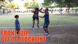 Slackline Tutorial: How To Front Flip Off of Slackline