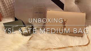 Unboxing: YSL Kate Medium Bag (Powder) + What fits inside & Ways to Wear