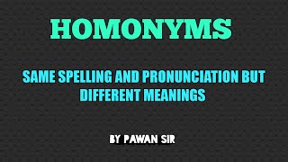 HOMONYMS ll meaning of homonyms ll what is homonyms ll examples of homonyms explanation in hindi ll