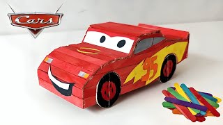 Making Lightning McQueen Out Of Popsicle Sticks