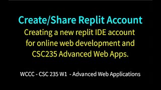 CSC235 Create Share Replit Account