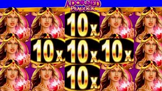 ★★JACKPOT HANDPAY★★$45 BETS★★ADORNED PEACOCK HIGH LIMIT SLOT MACHINE BUENO DINERO MUSEUM SLOTS