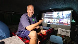 Solo Truck Camping : MOVIE NIGHT!