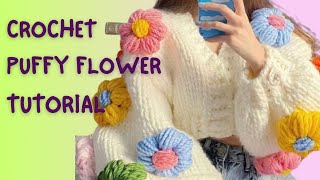 How to very easy crochet flower pattern for beginners _ Super beautiful crochet puff flower