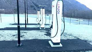 Ionity og Tesla Supercharger Håbakken, Lærdal 08.03.2024