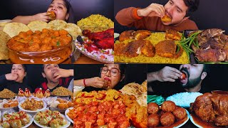 ASMR EATING DUM ALOO, PANEER TIKKA MASALA, WHOLE CHICKEN CURRY, FISH BIRYANI | MUKBANG ASMR