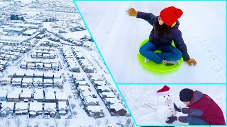 Snow Day FUN!!! Sledding, Snowball Fight, Building Snowman...