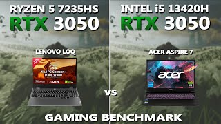 LENOVO LOQ vs ACER ASPIRE 7 GAMING BENCHMARK TEST | RTX 3050 6GB (95w) vs (75w) Gaming Test |