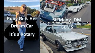 Ruby Gets Her Dream Car. It has a Rotary Engine! Car Meet with Lots of JDM Gems