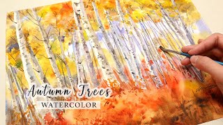 How To Paint Autumn Aspens Trees In Watercolor Tutorial