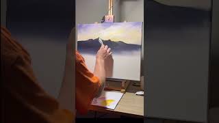 Bob Ross style oil landscape #art #artist #artshorts #painting #artwork #shortsvideo #easy