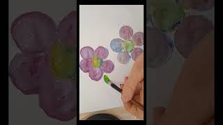 flower making with an amazing method#acrylicpainting #flowers#shorts#songulart#purple flowers