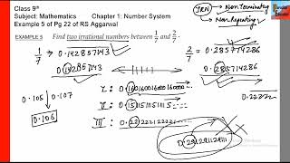 Find two irrational numbers between 1/7 (1by7) and 2/7 (2by7) | Class 9 Maths Chapter 1 RS Aggarwal