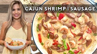 CREAMY CAJUN SHRIMP & SAUSAGE |  Quick & Easy and sooo good!