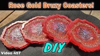 Rose Gold Resin Agate Druzy Coasters DIY