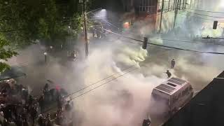 Seattle Washington protesters being tear gassed