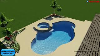 Symmetrical Pool With Round Spa & Planter Areas