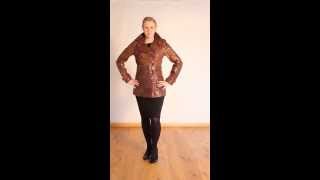 Women's Double Breast Brown Leather Coat - Anais