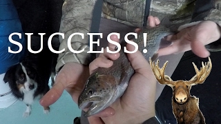 MOOSE almost ruined our Ice Fishing Adventure!!! - Successful Day in the Mountains!