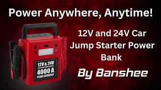 Powerful 12V/24V Car Jump Starter & 1600A Power Bank | Compact, Reliable, and Versatile By Banshee