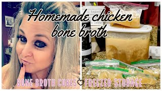 Homemade Chicken Bone Broth/Freezer Storage/Bone Broth Cubes