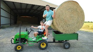 Hudson's tractor saves the day spraying hay | Tractor for kids