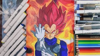 Drawing Vegeta Super Saiyan God - DBS Broly