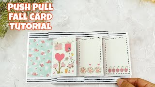 DIY Push Pull Fall Card Tutorial/Pop Up Card Ideas/ การ์ดป๊อปอัพสไลด์แบบเก๋ๆ/แม่เนย น้องพอสDIY