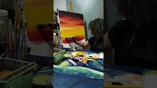 Como pintar um lindo por do sol com técnica fácil Parte 2 #shorts