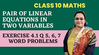 Exercise 4.1 Question number 5, 6, 7 | Pair of Linear Equations In Two Variables | Class 10 Maths