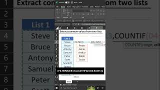 Find the Common Values from two lists in Excel