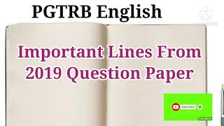 PGTRB English Important Lines From 2019 Question Paper