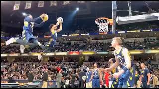 That is one crazy dunk from the Pacers dunking team