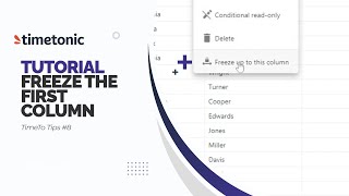 How to freeze the first columns in the table view in TimeTonic