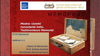 PCTO Memorial   webinar n 1   27 09 2023     Storia di Memorial    Prof  Andrea Gullotta   Memorial