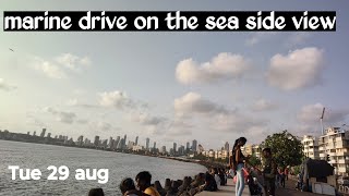 Life in mumbai marine drive on the sea side view