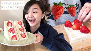 🍓 Strawberry Cream Sandwich Recipe | ASMR (Japanese Fruit Sando) + Mukbang