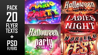 Pack 20  - Flyer Texts for Cinema 4D 2024 - R14  l NO PLUGINS l  - Halloween Edition - Textos 3D