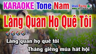 Làng Quan Họ Quê Tôi || Karaoke - Tone Nam || Nhạc Sống Duy Tùng